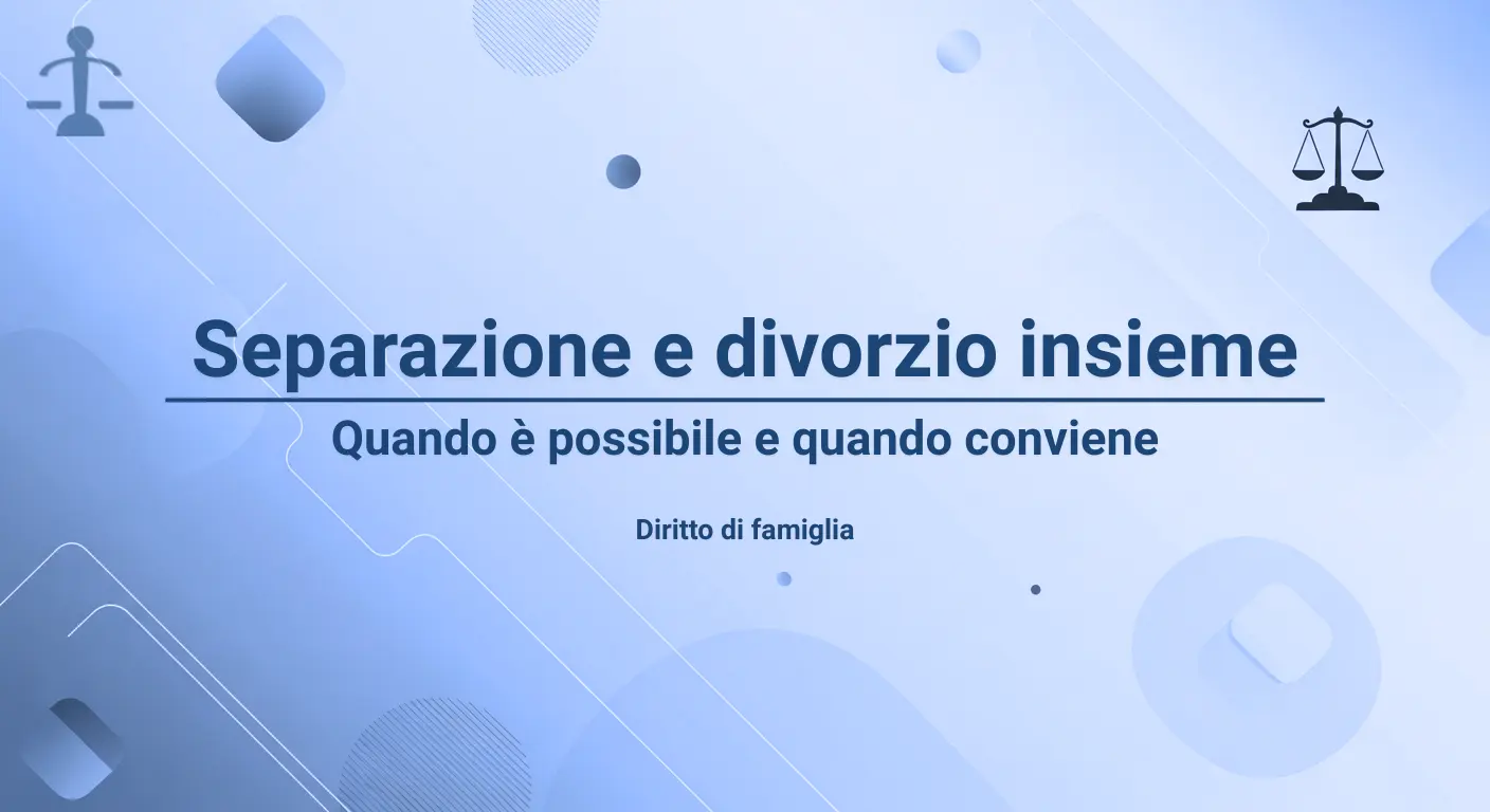 Vai all'articolo: Separazione e divorzio insieme: quando è possibile e quando conviene Novità Legali e Risparmio di Tempo: Guida Pratica alla Domanda Unica: Articolo dello Studio Legale Pecorini Avvocato Matrimonialista Busto Arsizio. Temi trattati: SeparazioneEDivorzioIns