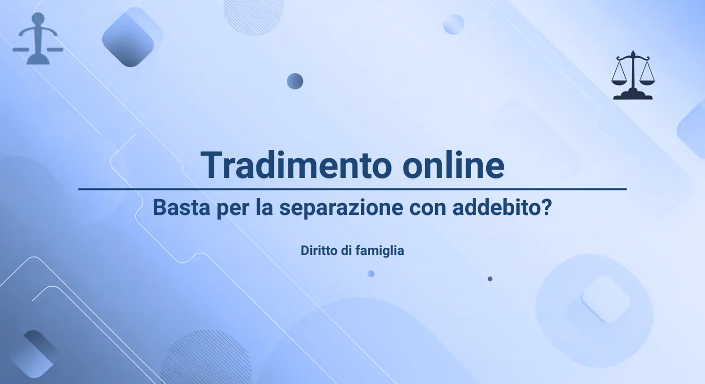Vai all'articolo: Tradimento Online su Social e App di Incontri: Basta per l'Addebito? Infedeltà Coniugale e Nuove Tecnologie nel Diritto di Famiglia: Articolo dello Studio Legale Pecorini Avvocato Matrimonialista Busto Arsizio. Temi trattati: Separazione, SeparazioneGiudi